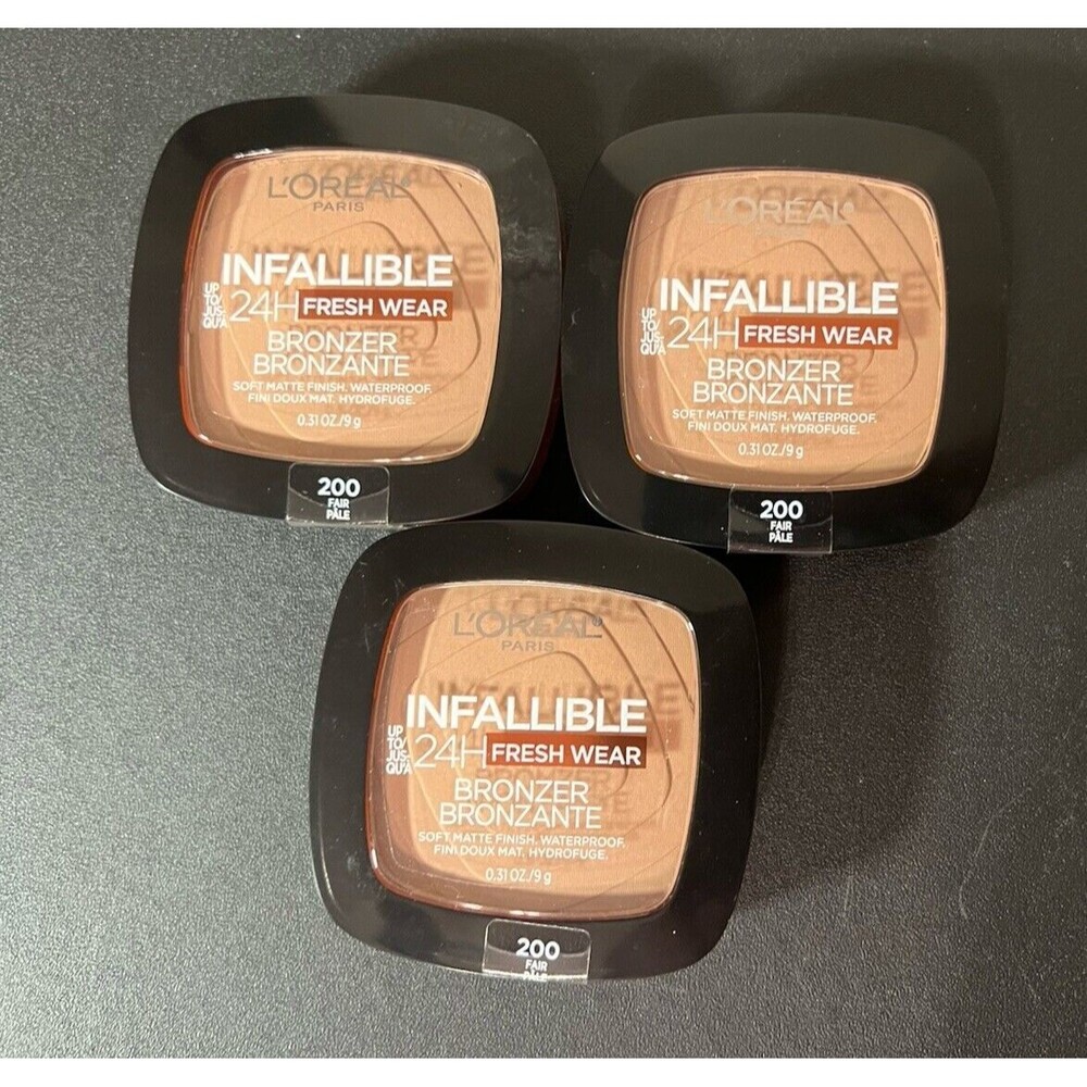 L'Oreal Paris Infallible 24H Fresh Wear Bronzer 200 Fair Waterproof (lot of 3)